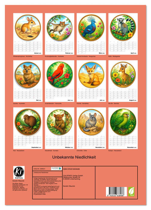 Unbekannte Niedlichkeit (CALVENDO Premium Wandkalender 2026)
