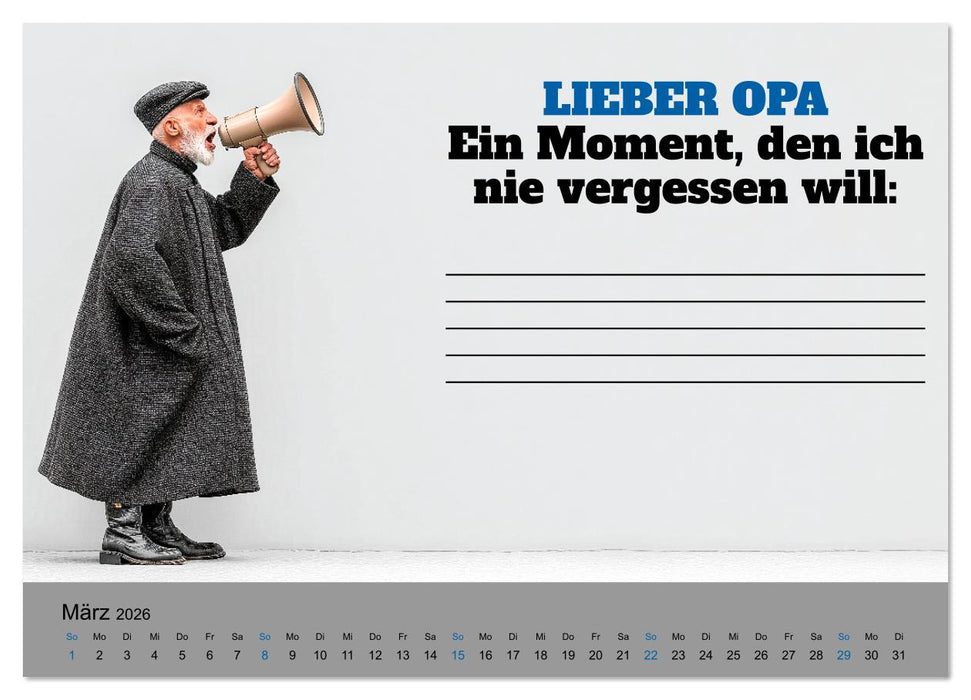 Kalender für Opa - Was ich dir sagen will (CALVENDO Wandkalender 2026)