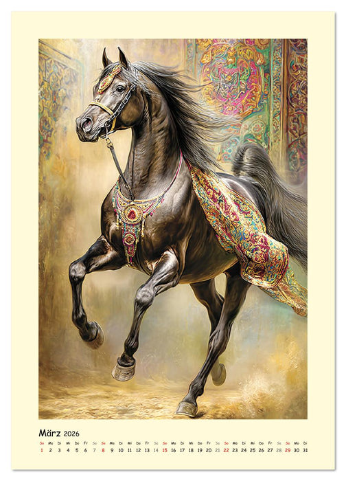 Seelen aus Wüstengold. Anmut und Poesie der Araberpferde (CALVENDO Wandkalender 2026)