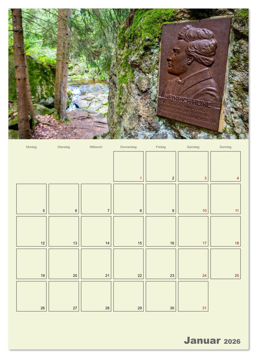 Harzwanderung zu den Ilsefällen - Terminplaner (CALVENDO Premium Wandkalender 2026)