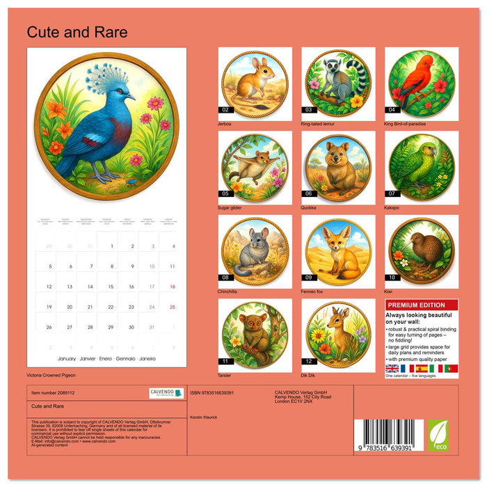 Cute and Rare (CALVENDO Monthly Calendar 2026)