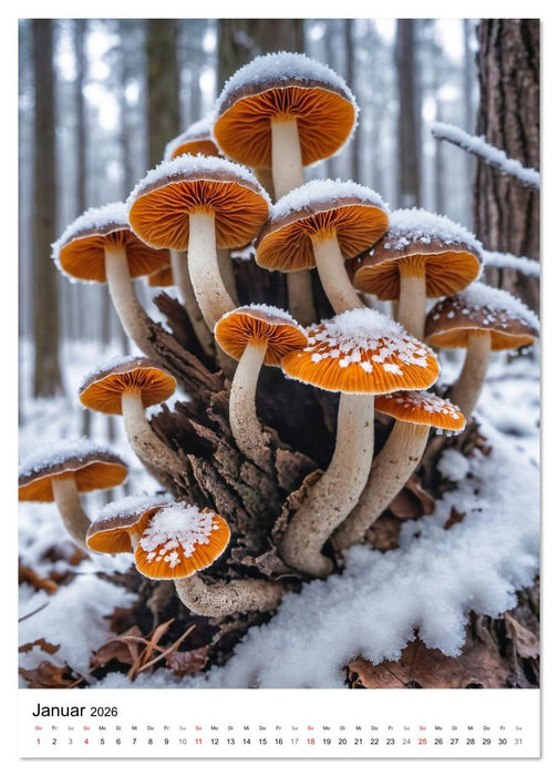WILDE PILZE - Essbare, giftige und seltene Pilzarten (CALVENDO Premium Wandkalender 2026)
