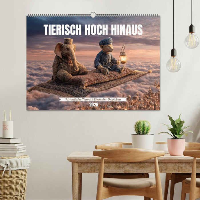 Tierisch hoch hinaus - Fantastische Tiere auf fliegenden Teppichen (CALVENDO Wandkalender 2026)