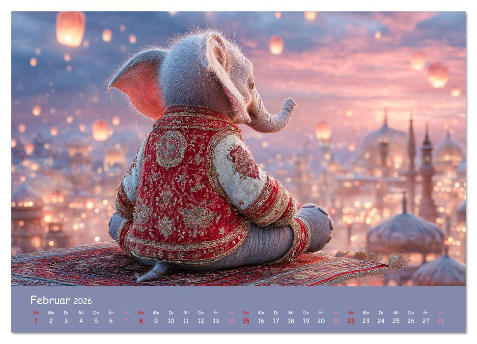 Tierisch hoch hinaus - Fantastische Tiere auf fliegenden Teppichen (CALVENDO Wandkalender 2026)