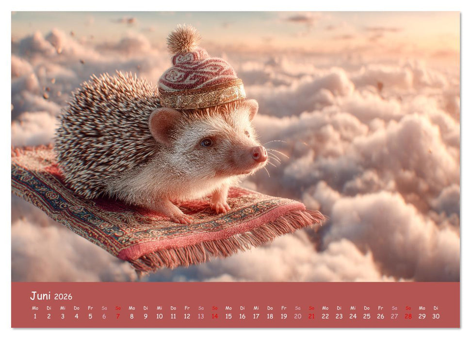 Tierisch hoch hinaus - Fantastische Tiere auf fliegenden Teppichen (CALVENDO Premium Wandkalender 2026)