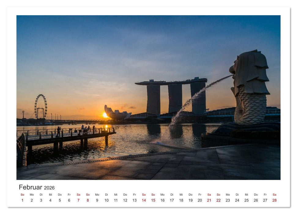 Singapur: Zwischen Wolkenkratzern und Superbäumen (CALVENDO Premium Wandkalender 2026)