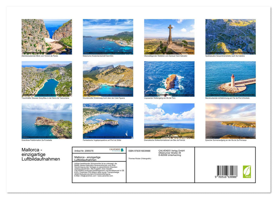Mallorca - einzigartige Luftbildaufnahmen (CALVENDO Premium Wandkalender 2026)