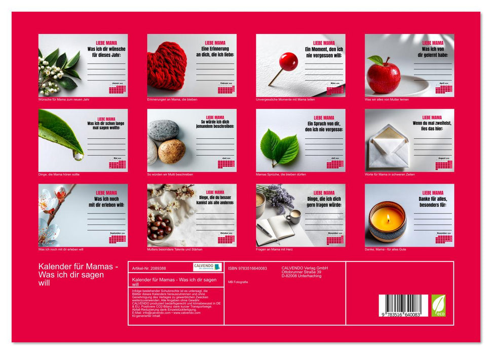 Kalender für Mamas - Was ich dir sagen will (CALVENDO Premium Wandkalender 2026)
