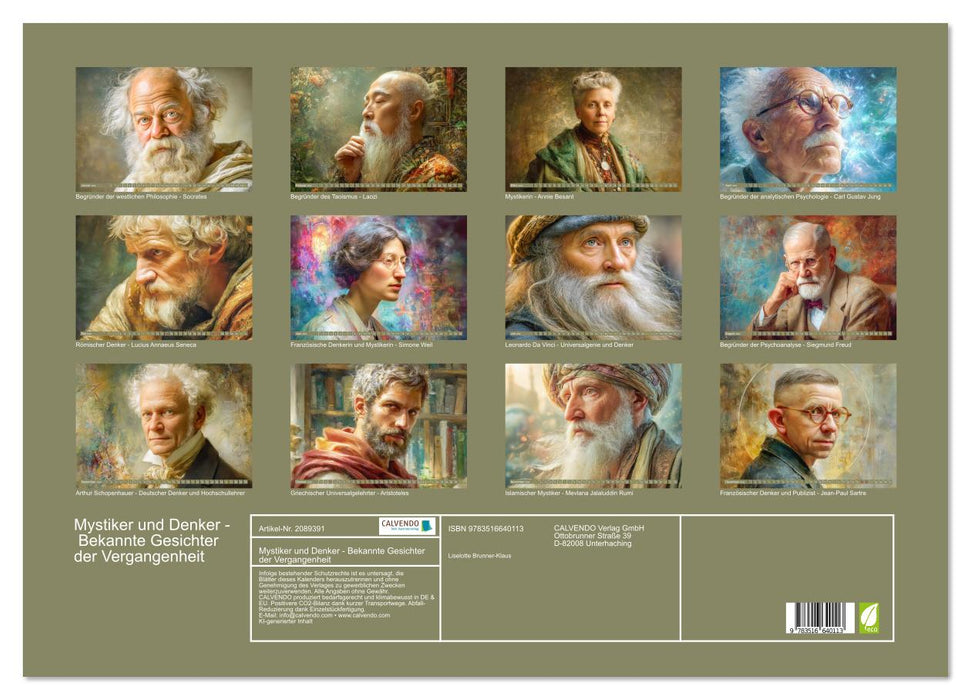 Mystiker und Denker - Bekannte Gesichter der Vergangenheit (CALVENDO Wandkalender 2026)