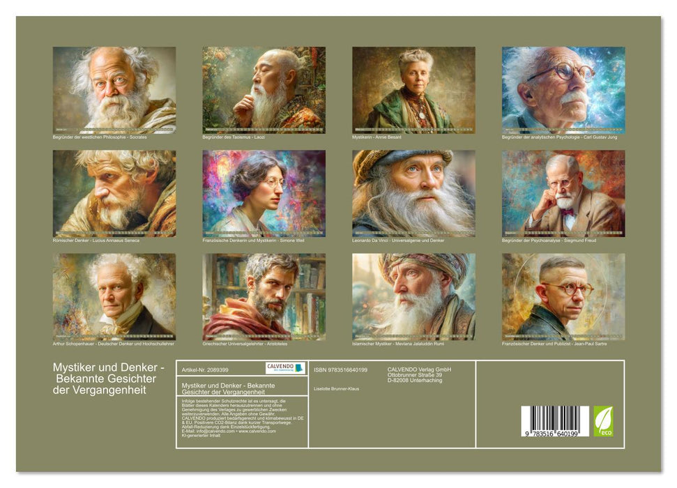Mystiker und Denker - Bekannte Gesichter der Vergangenheit (CALVENDO Premium Wandkalender 2026)