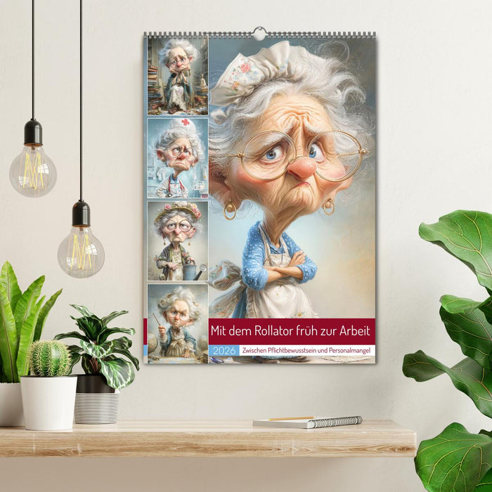 Mit dem Rollator früh zur Arbeit (CALVENDO Wandkalender 2026)