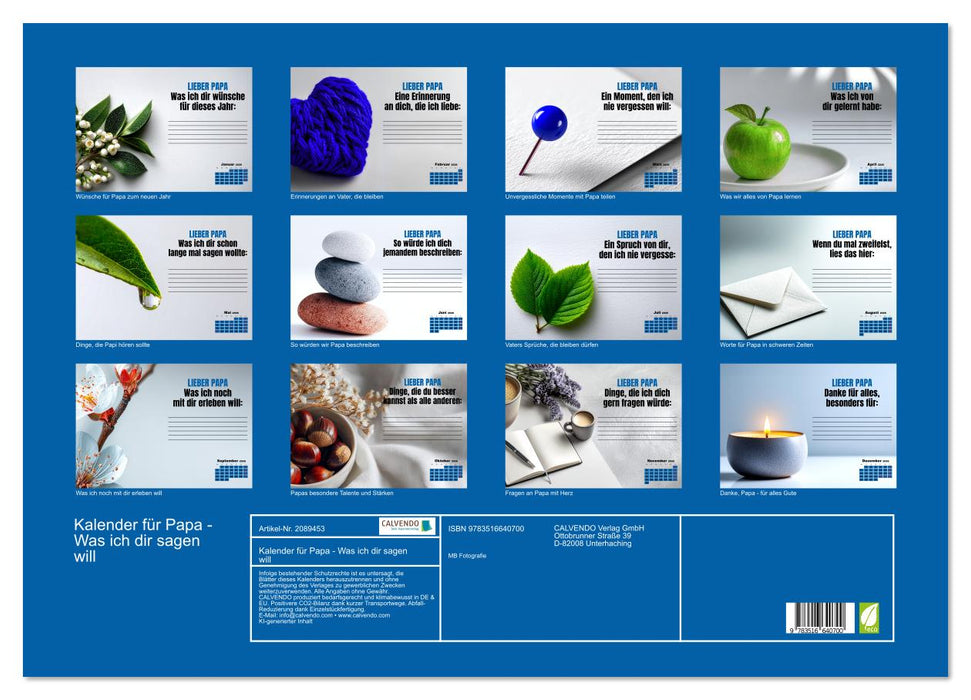 Kalender für Papa - Was ich dir sagen will (CALVENDO Wandkalender 2026)