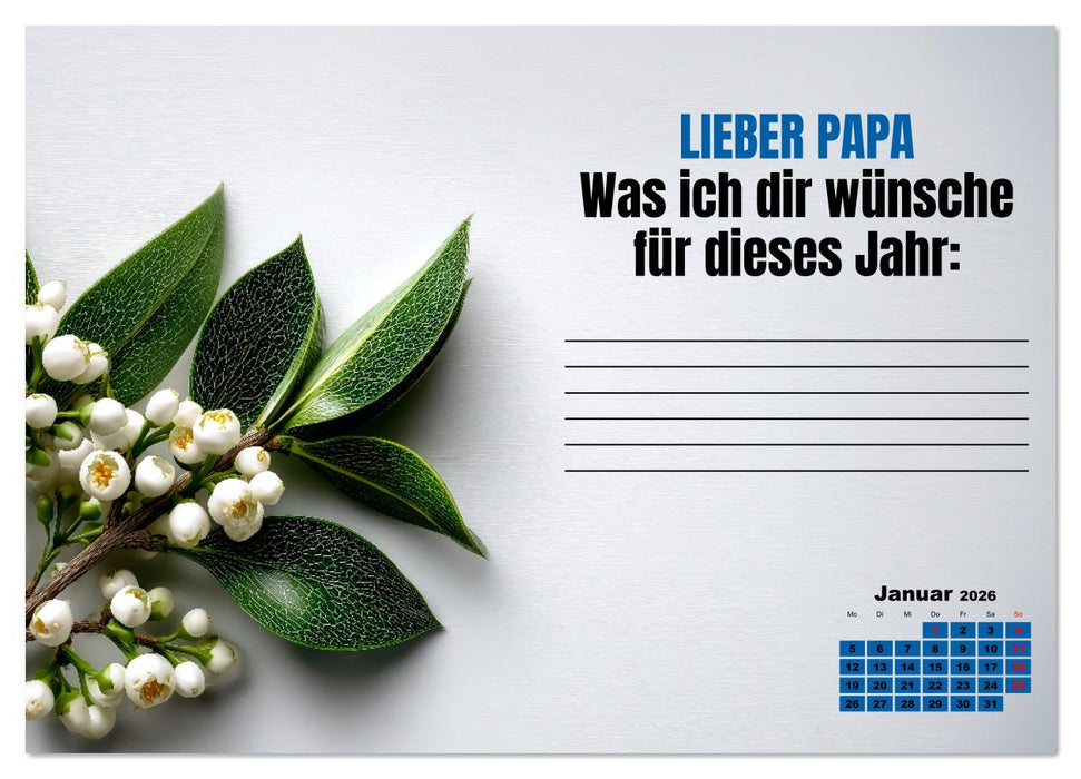 Kalender für Papa - Was ich dir sagen will (CALVENDO Wandkalender 2026)