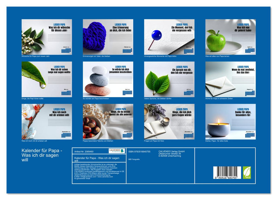 Kalender für Papa - Was ich dir sagen will (CALVENDO Premium Wandkalender 2026)