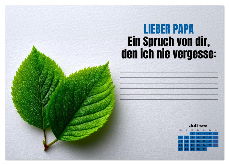 Kalender für Papa - Was ich dir sagen will (CALVENDO Premium Wandkalender 2026)
