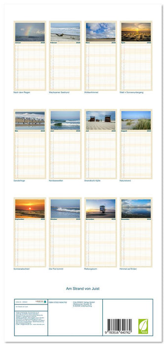 Am Strand von Juist (CALVENDO Familienplaner 2026)