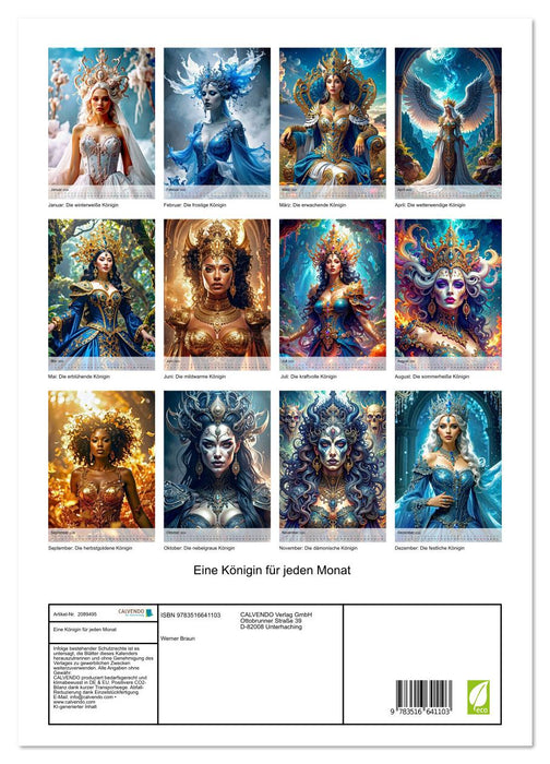 Eine Königin für jeden Monat (CALVENDO Premium Wandkalender 2026)