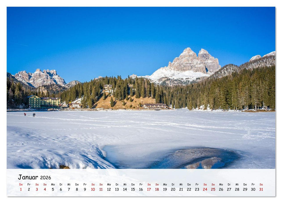 Drei Zinnen-Wanderung: Vom Misurinasee bis nach oben zum Rienzplateau (CALVENDO Wandkalender 2026)