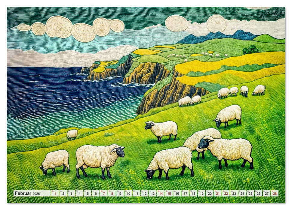 Kunstvolle Landpartien - Farbenfrohe Naturmomente im Textilstil (CALVENDO Wandkalender 2026)