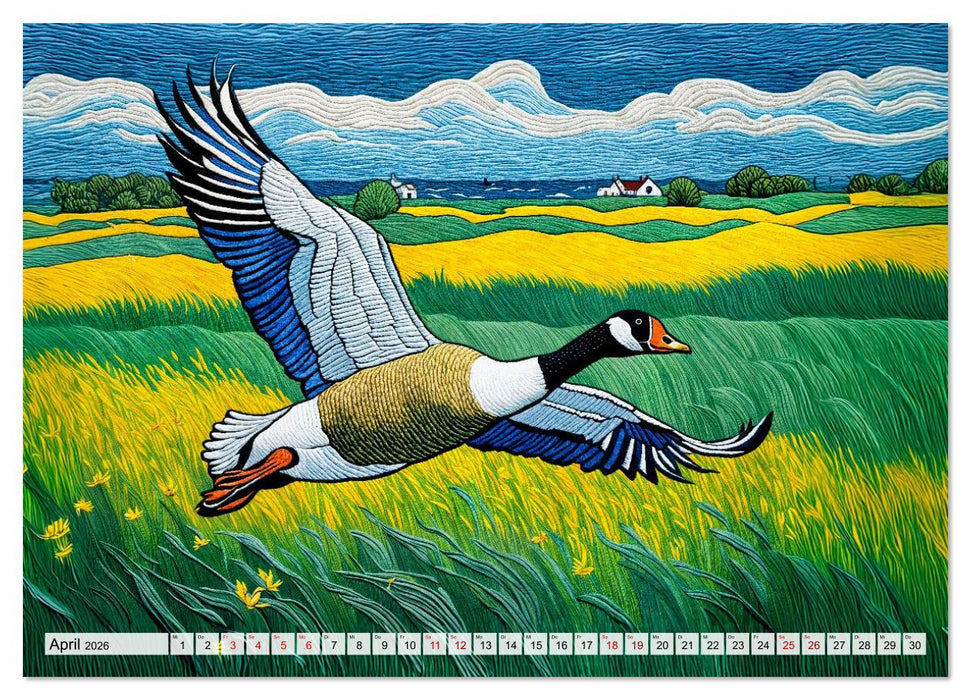 Kunstvolle Landpartien - Farbenfrohe Naturmomente im Textilstil (CALVENDO Wandkalender 2026)