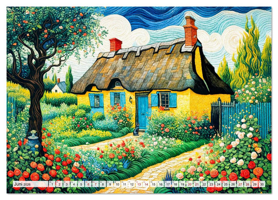 Kunstvolle Landpartien - Farbenfrohe Naturmomente im Textilstil (CALVENDO Wandkalender 2026)