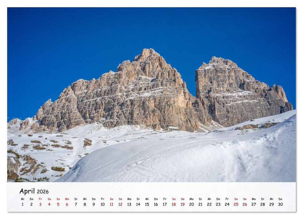 Drei Zinnen-Wanderung: Vom Misurinasee bis nach oben zum Rienzplateau (CALVENDO Premium Wandkalender 2026)