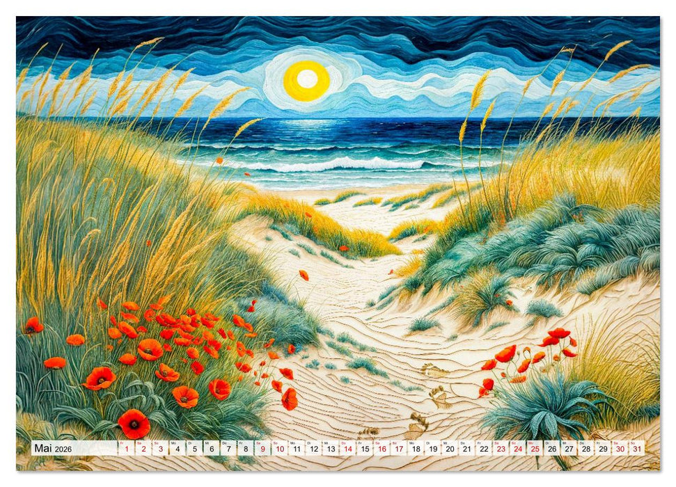 Kunstvolle Landpartien - Farbenfrohe Naturmomente im Textilstil (CALVENDO Premium Wandkalender 2026)