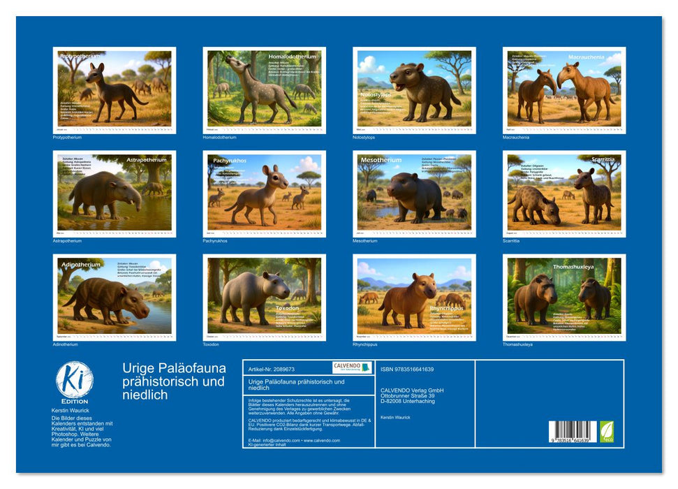 Urige Paläofauna prähistorisch und niedlich (CALVENDO Wandkalender 2026)