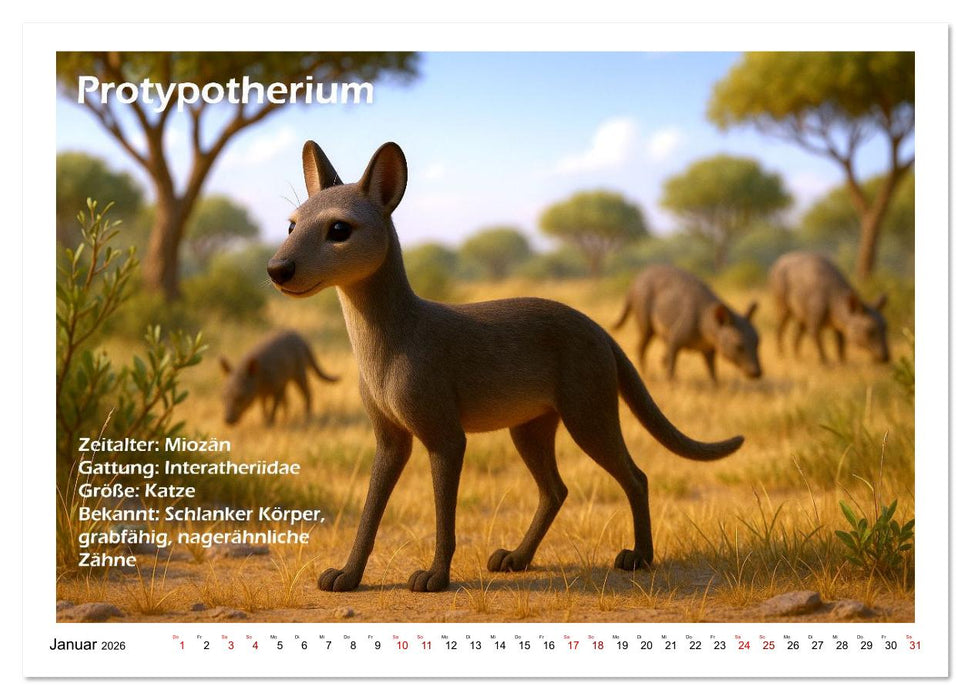 Urige Paläofauna prähistorisch und niedlich (CALVENDO Wandkalender 2026)