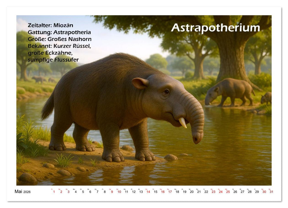 Urige Paläofauna prähistorisch und niedlich (CALVENDO Wandkalender 2026)