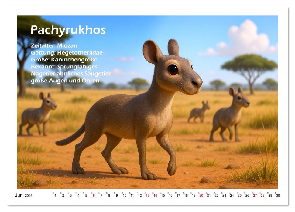 Urige Paläofauna prähistorisch und niedlich (CALVENDO Wandkalender 2026)