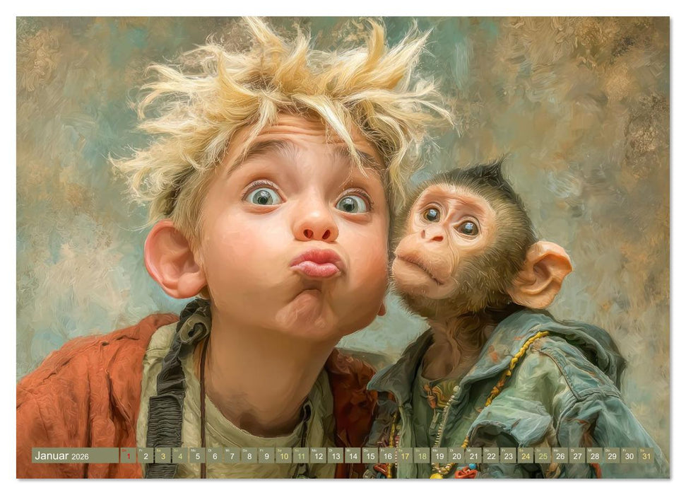 Unsere besten tierischen Freunde - Humorvolle Werke (CALVENDO Premium Wandkalender 2026)