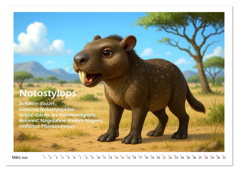 Urige Paläofauna prähistorisch und niedlich (CALVENDO Premium Wandkalender 2026)