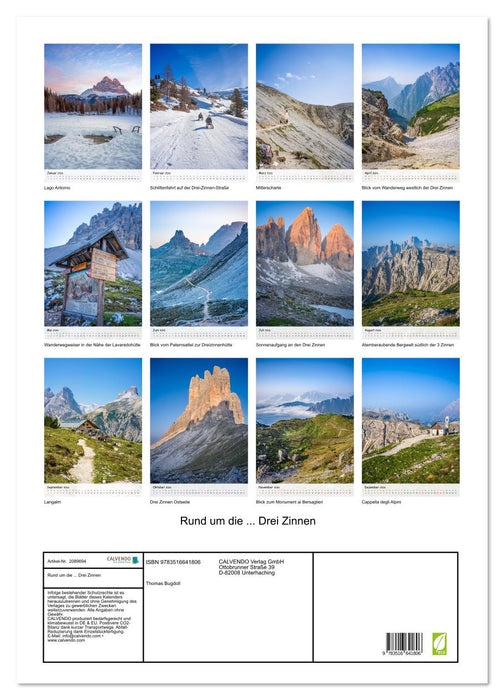 Rund um die ... Drei Zinnen (CALVENDO Wandkalender 2026)