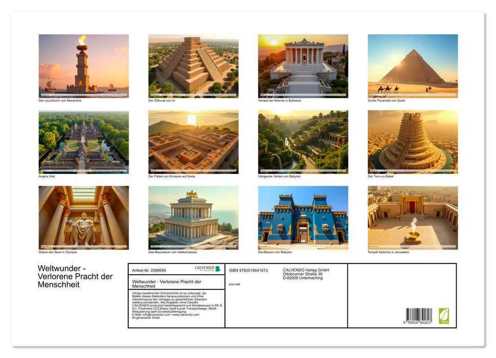 Weltwunder - Verlorene Pracht der Menschheit (CALVENDO Wandkalender 2026)
