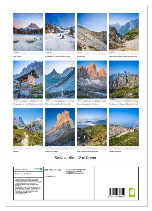Rund um die ... Drei Zinnen (CALVENDO Premium Wandkalender 2026)