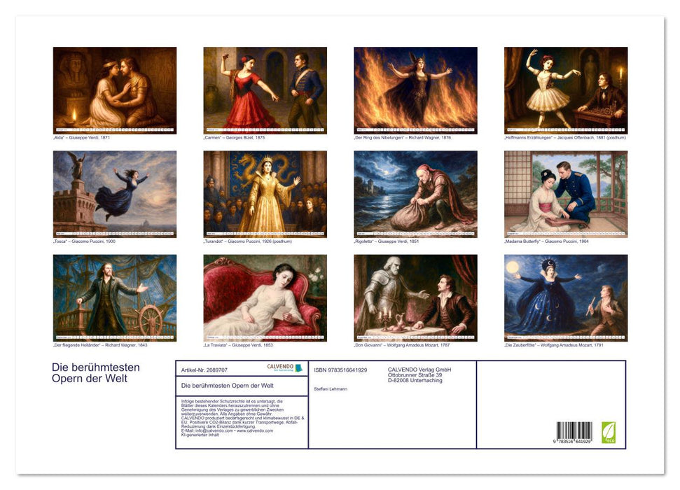 Die berühmtesten Opern der Welt (CALVENDO Wandkalender 2026)