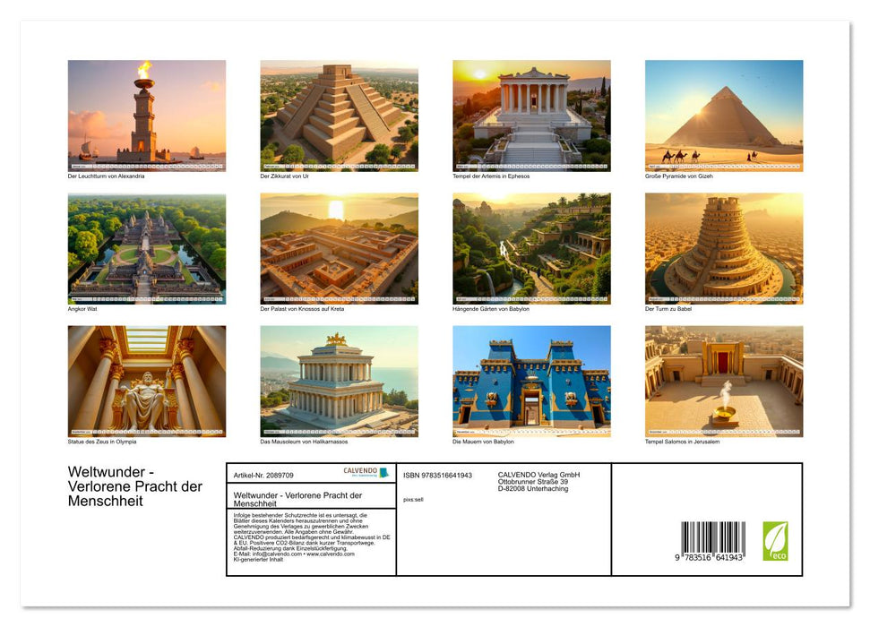 Weltwunder - Verlorene Pracht der Menschheit (CALVENDO Premium Wandkalender 2026)