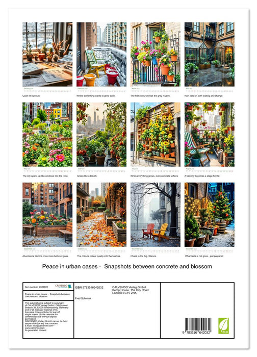 Peace in urban oases - Snapshots between concrete and blossom (CALVENDO Premium-Calendar 2026)