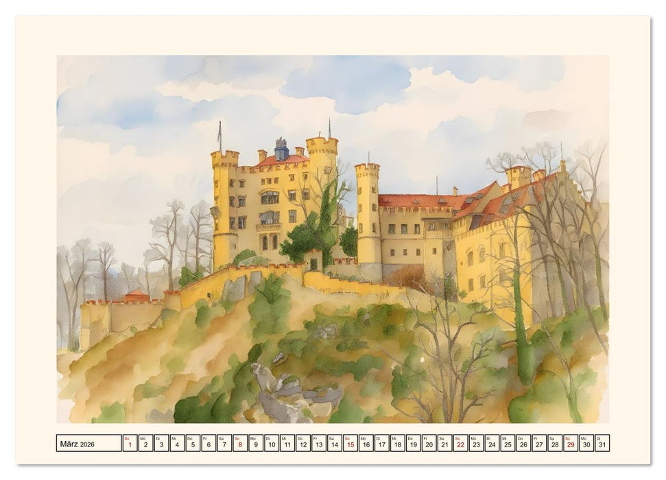 Deutsche Schlösser und Burgen (CALVENDO Wandkalender 2026)