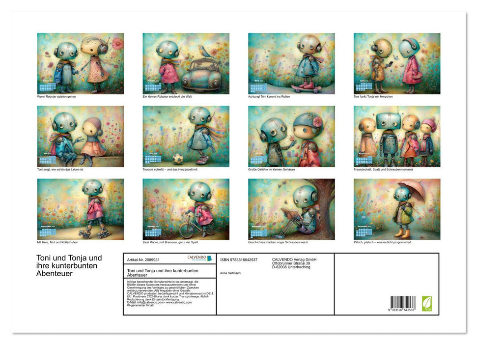 Toni und Tonja und ihre kunterbunten Abenteuer (CALVENDO Wandkalender 2026)