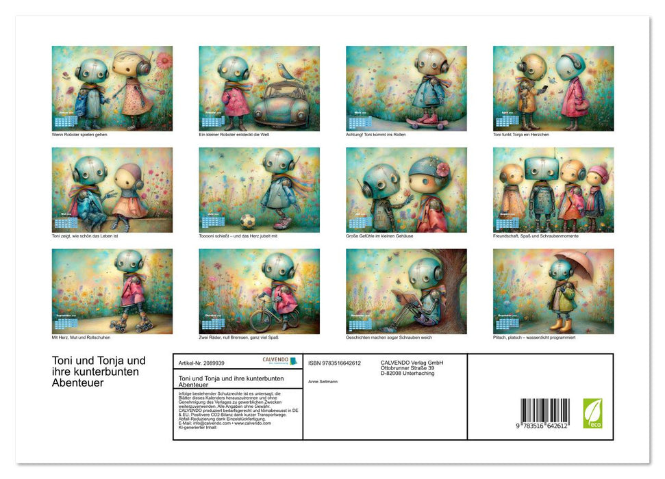 Toni und Tonja und ihre kunterbunten Abenteuer (CALVENDO Premium Wandkalender 2026)