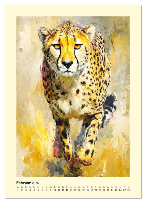 Raubkatzen. Moderne Paintings wilder Eleganz (CALVENDO Wandkalender 2026)
