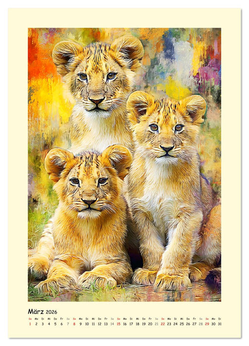 Raubkatzen. Moderne Paintings wilder Eleganz (CALVENDO Wandkalender 2026)