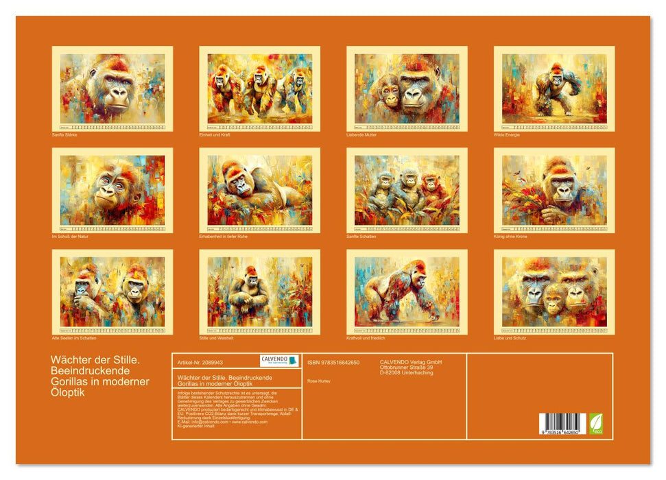Wächter der Stille. Beeindruckende Gorillas in moderner Öloptik (CALVENDO Wandkalender 2026)