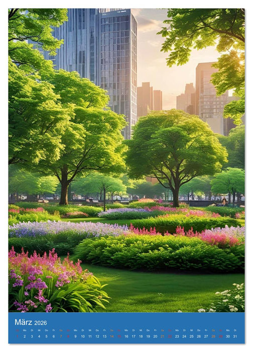 Städtische grüne Oasen (CALVENDO Premium Wandkalender 2026)