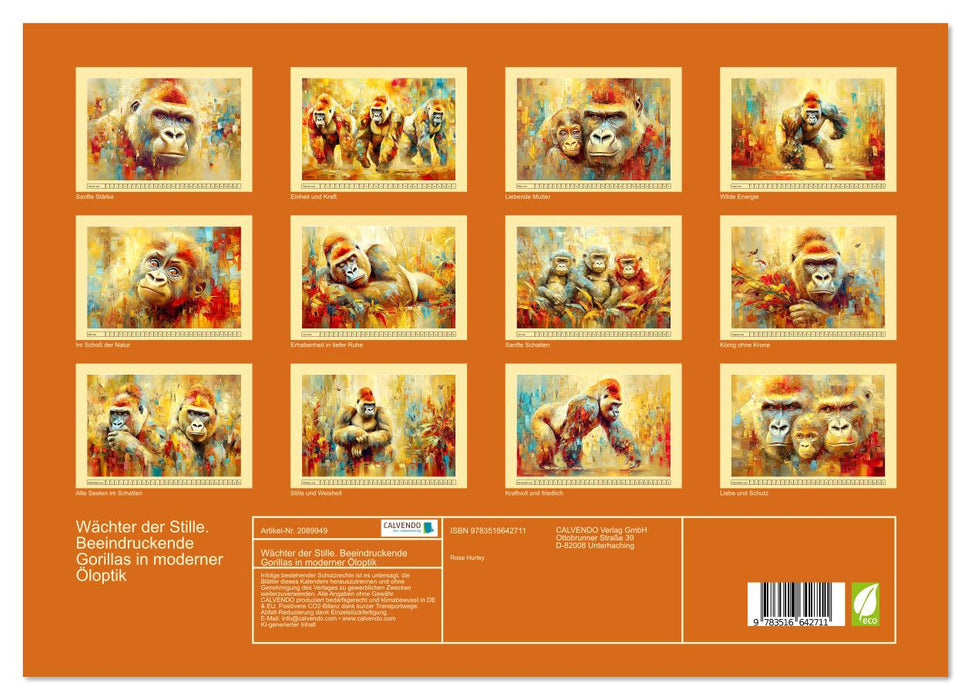 Wächter der Stille. Beeindruckende Gorillas in moderner Öloptik (CALVENDO Premium Wandkalender 2026)