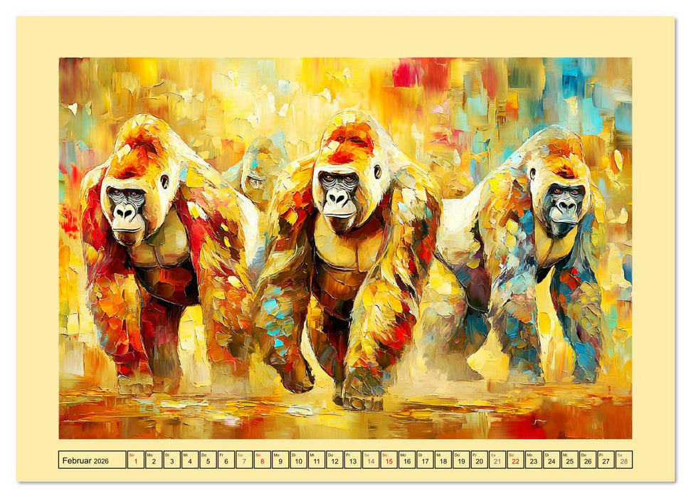 Wächter der Stille. Beeindruckende Gorillas in moderner Öloptik (CALVENDO Premium Wandkalender 2026)