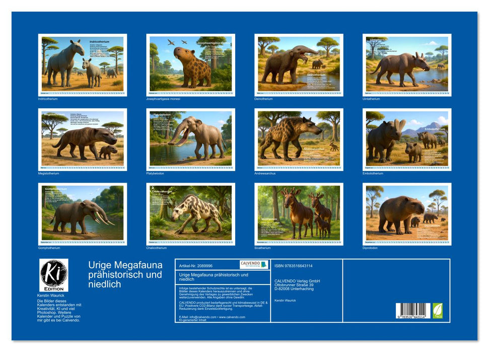 Urige Megafauna prähistorisch und niedlich (CALVENDO Wandkalender 2026)