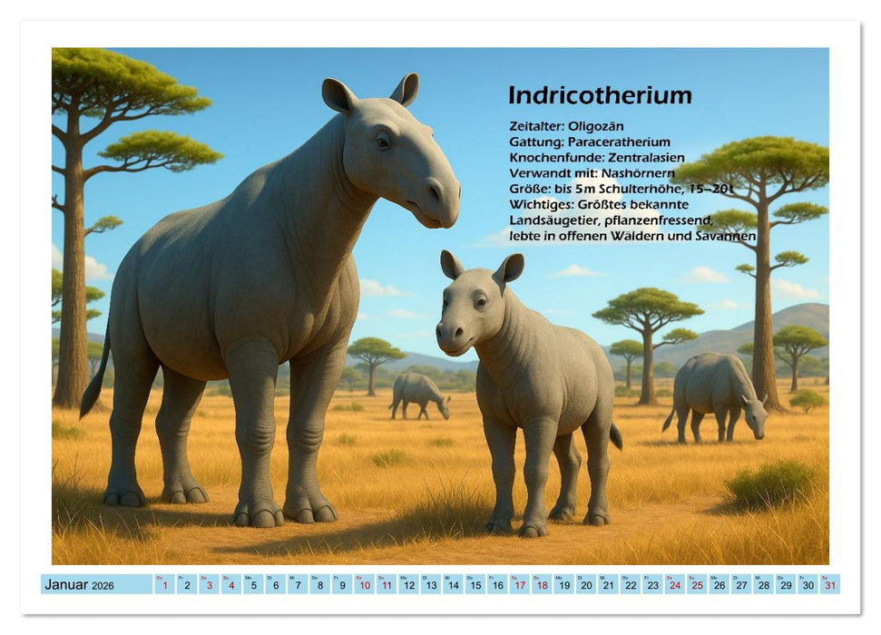 Urige Megafauna prähistorisch und niedlich (CALVENDO Wandkalender 2026)